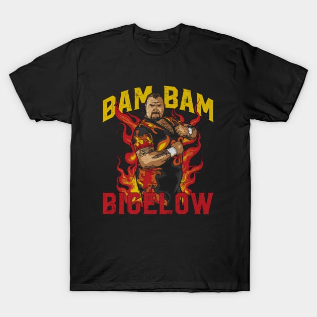 Bam Bam Bigelow Flames T-Shirt by MunMun_Design